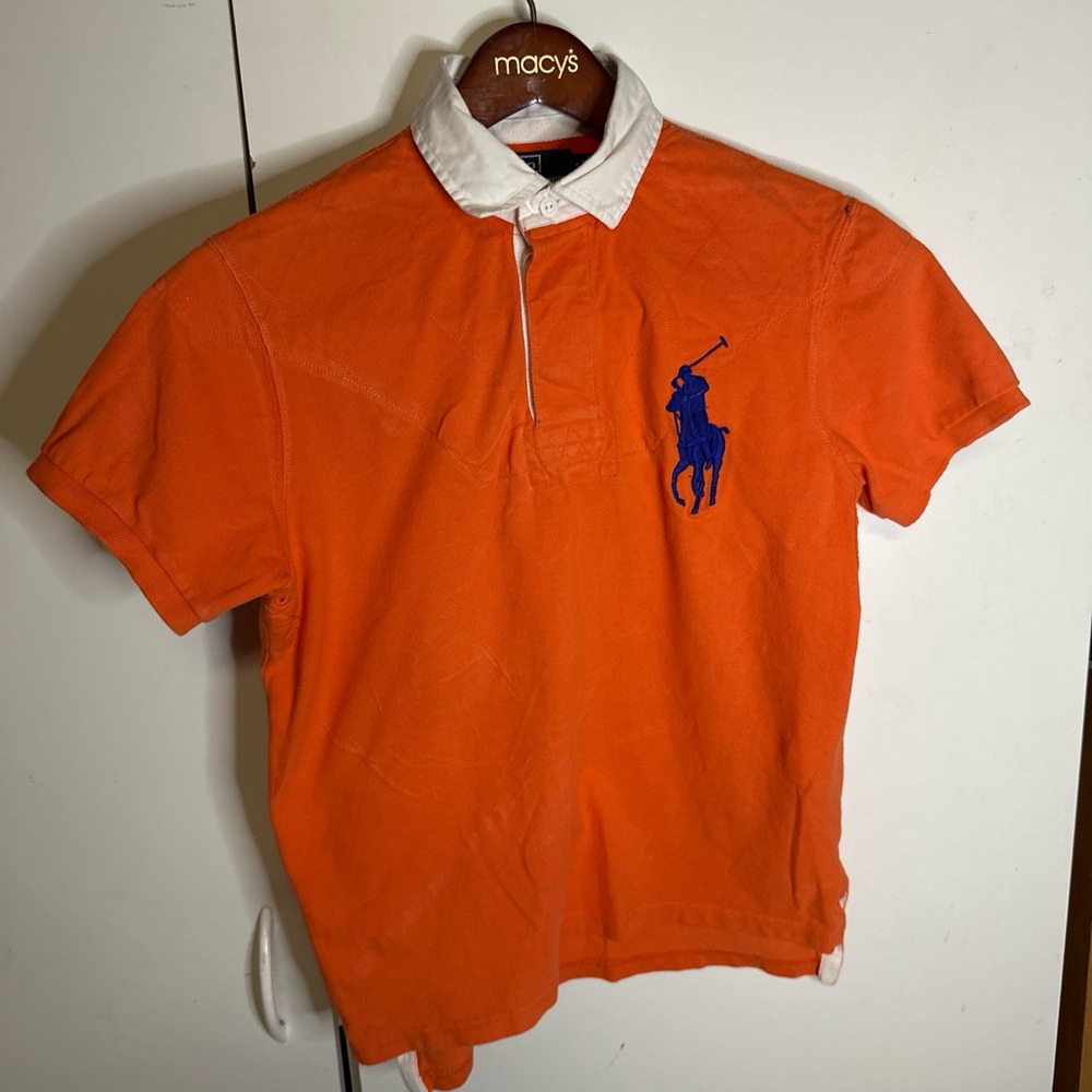 Polo by Ralph Lauren Vibrant Orange Shirt with Blue Emblem
